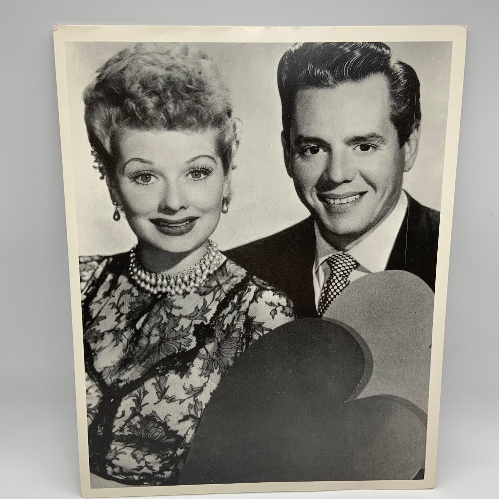 VTG I Love Lucy Lucille Ball & Dezi Arnaz Print Postcard Black & White 10" x 8"